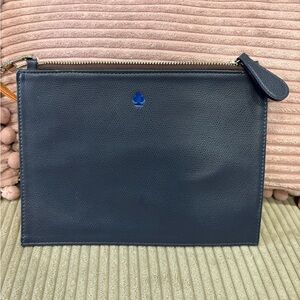 POSTINO GLORIA SALDARRIAGA Navy Blue Pebbled Italian leather clutch bag purse